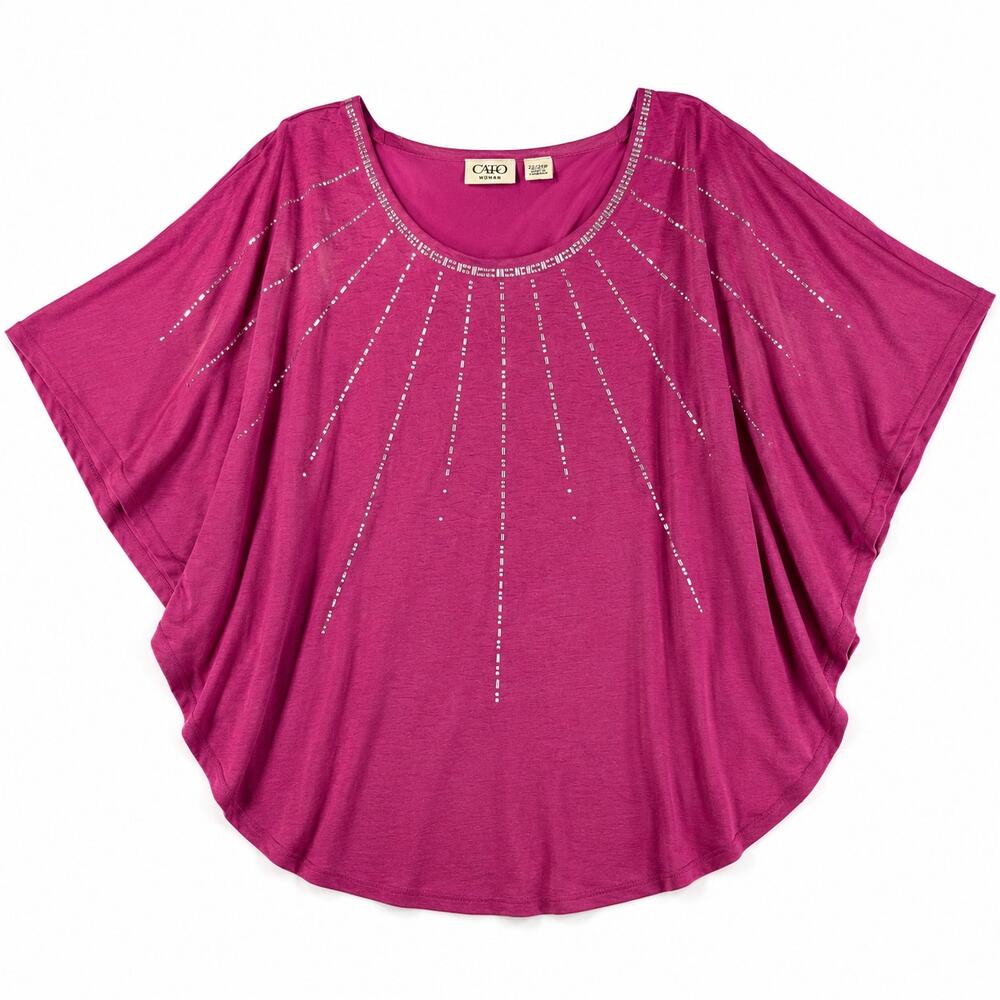 Cato Woman Purple Rhinestone Batwing Top 22/24W